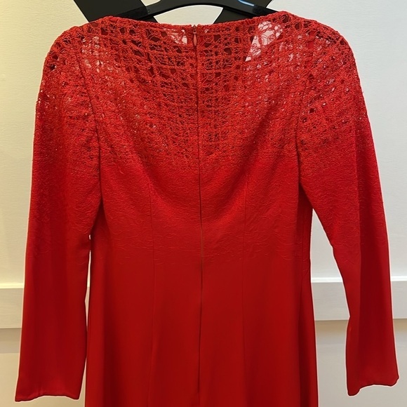 AKRIS Stunning silk blend Evening Gown maxi Red with mesh and embroidery XXS - Picture 4 of 8